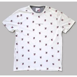 Denim & Flower Ricky Singh Men’s XL White Eagle Print T-Shirt Land of the Brave